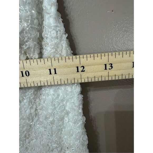 Mac Duggal 5263 One Shoulder Strap Drape Off White Sequin Evening Mini Dress S - Picture 8 of 16